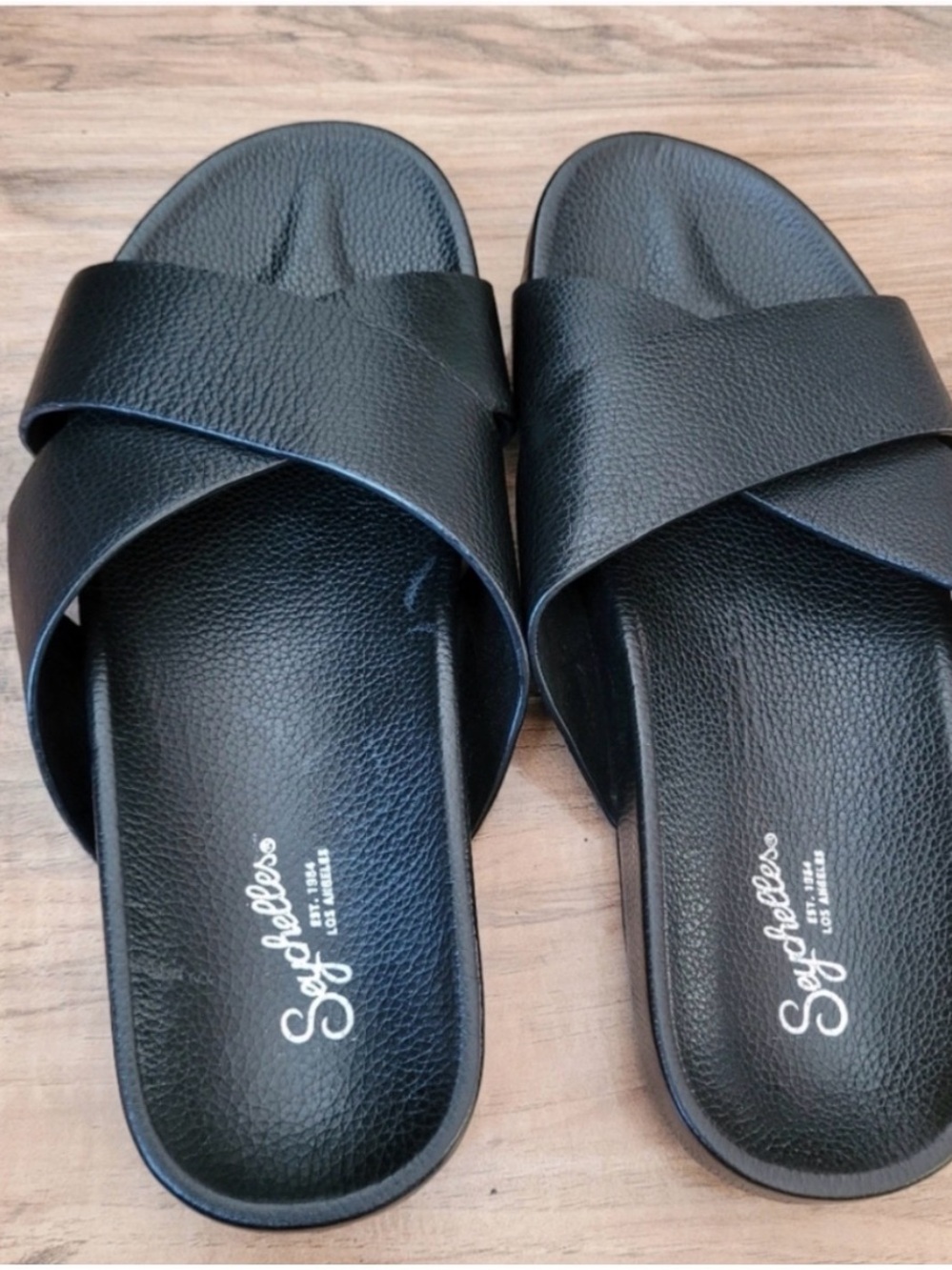 Seychelles Black Leather Sandals